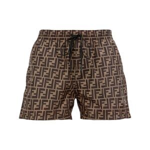 Fendi Men Tech Fabric With All-Over Ff Pattern Swim Shorts